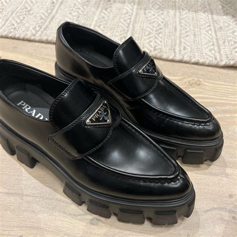 monolith pointy brushed leather loafers prada|prada monolith leather platform loafers.